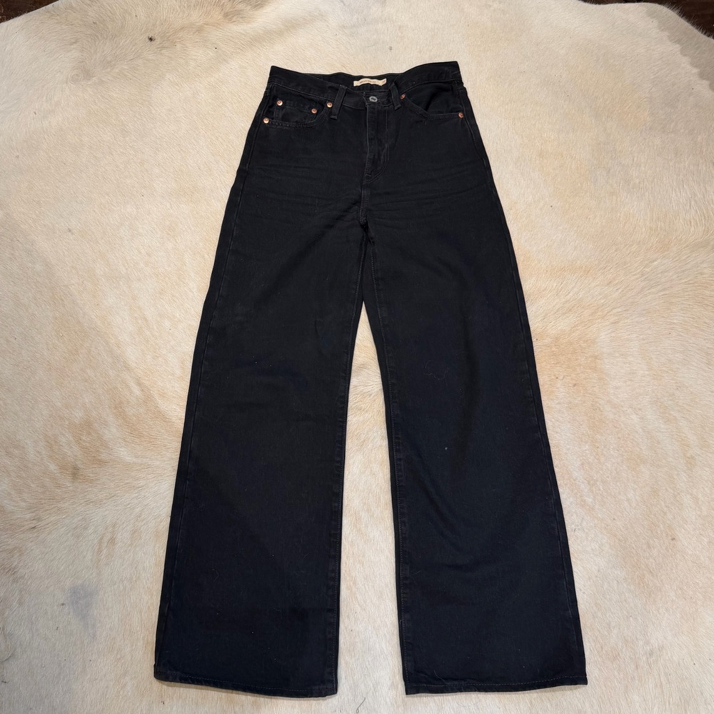 Levi Ribcage Wide Leg Black Jeans Sz 27x32